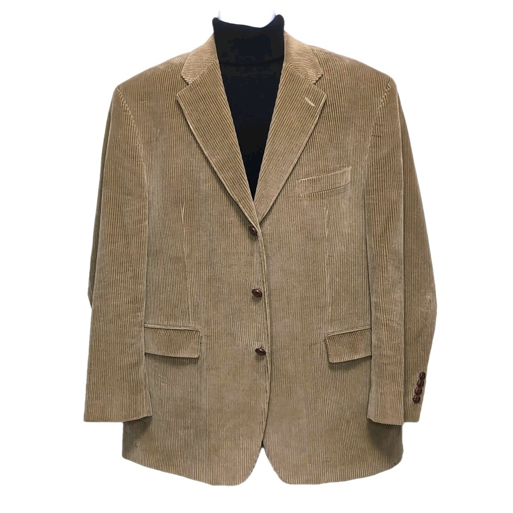 VTG Chaps Ralph Lauren Corduroy‎ Sport Coat Mens L Brown 3 Button Jacket Blazer